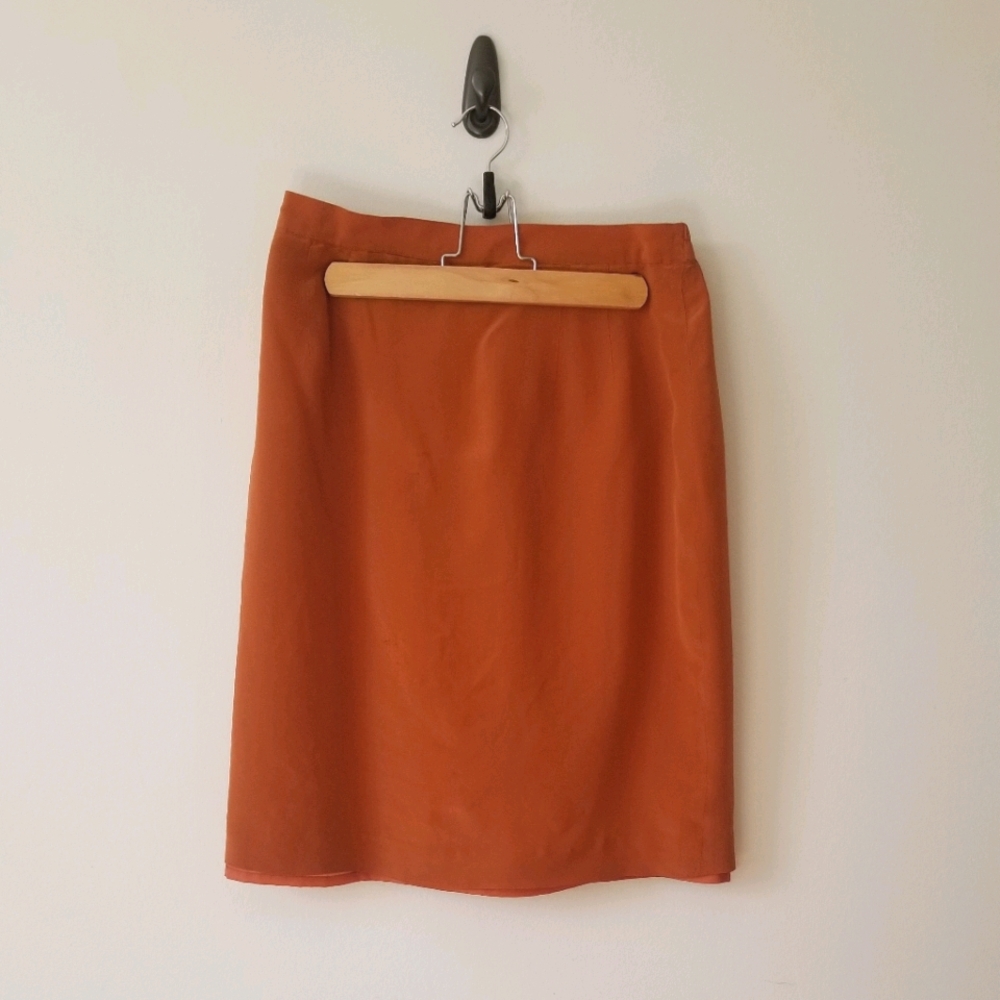 Rust Silk Pencil Skirt